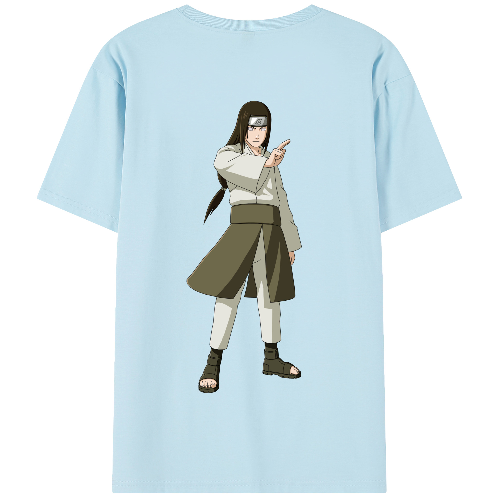 （画像用） NARUTO -ナルト- 日向ネジ Hyūga Neji 綿100％半袖Tシャツ（背面プリント）